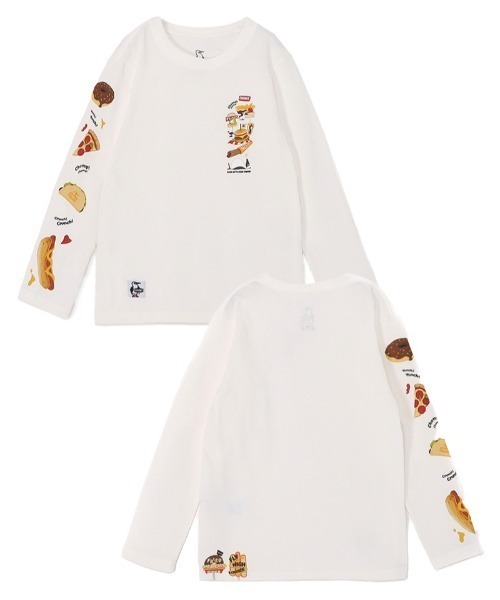 CHUMS（チャムス）の「【CHUMS】 Kids Fast Food L/S T-Shirt キッズ ファストフード ロングスリーブティーシャツ（Tシャツ/カットソー・キッズ・ホワイト/クリーム/パープル/ベージュ・X-LARGE/LARGE/MEDIUM）」の2枚目の写真