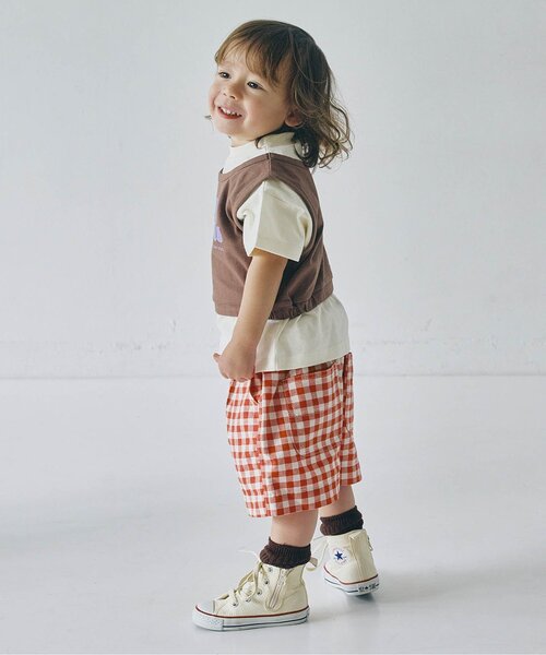 p.premier（ピードットプルミエ）の「【2Pセット/ジュニア対応】レイヤードタンク&Tシャツセット（Tシャツ/カットソー・キッズ・グリーン/ブラウン/ローズ・140/130/120/110/100/90/80）」の12枚目の写真