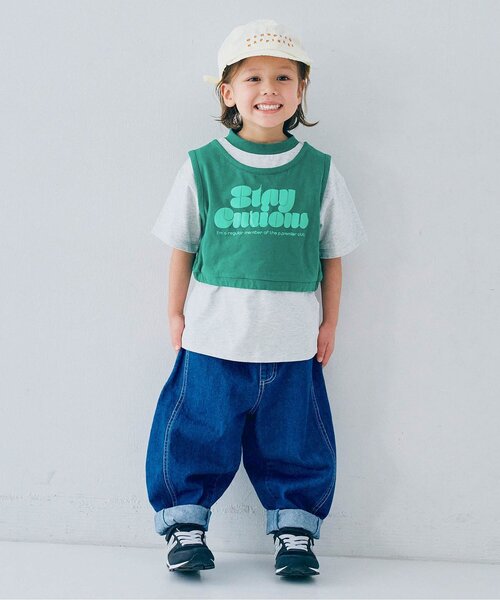 p.premier（ピードットプルミエ）の「【2Pセット/ジュニア対応】レイヤードタンク&Tシャツセット（Tシャツ/カットソー・キッズ・グリーン/ブラウン/ローズ・140/130/120/110/100/90/80）」の13枚目の写真