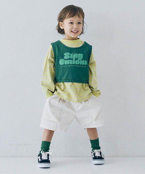 p.premier（ピードットプルミエ）の「【2Pセット/ジュニア対応】レイヤードタンク&Tシャツセット（Tシャツ/カットソー・キッズ・グリーン/ブラウン/ローズ・140/130/120/110/100/90/80）」の14枚目の写真