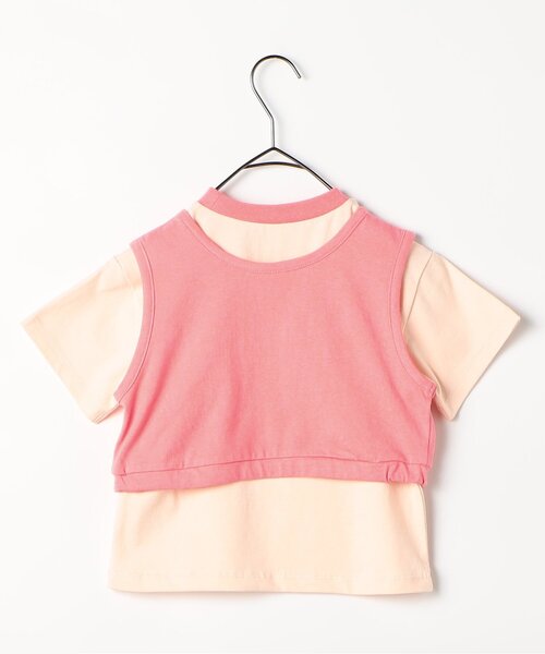 p.premier（ピードットプルミエ）の「【2Pセット/ジュニア対応】レイヤードタンク&Tシャツセット（Tシャツ/カットソー・キッズ・グリーン/ブラウン/ローズ・140/130/120/110/100/90/80）」の6枚目の写真