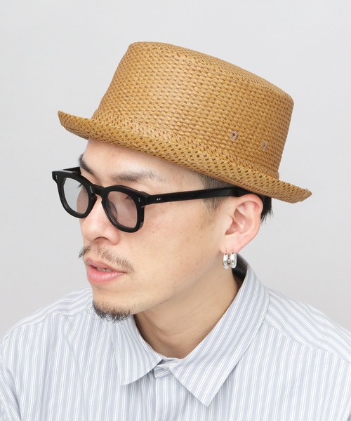 Basiquenti（ベーシックエンティ）の「麦わら風 ペーパー ポークパイハット（ハット・メンズ・ブラウン/ベージュ・FREE）」の6枚目の写真