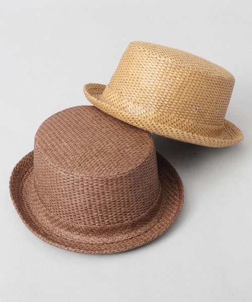 Basiquenti（ベーシックエンティ）の「麦わら風 ペーパー ポークパイハット（ハット・メンズ・ブラウン/ベージュ・FREE）」の7枚目の写真