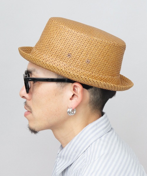 Basiquenti（ベーシックエンティ）の「麦わら風 ペーパー ポークパイハット（ハット・メンズ・ブラウン/ベージュ・FREE）」の16枚目の写真