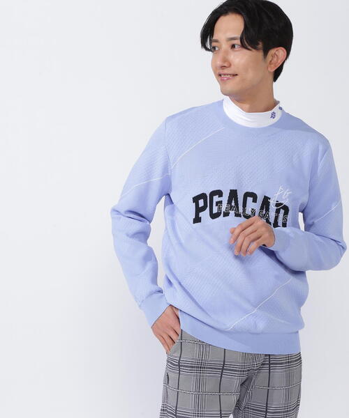 PEARLY GATES - パーリーゲイツ クルーネックニットプルオーバー ５ PY ロゴ ジャガード クルーネック ニット プルオーバー ＜LOGO