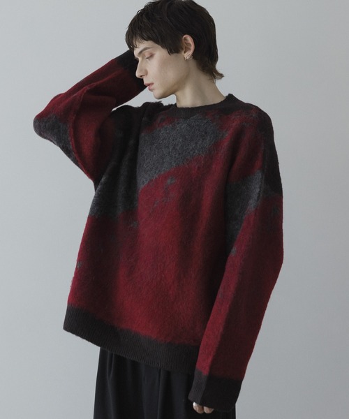 remer（リメール）の「loose shadow gradation & melange knit / ルーズシャドウグラデーションメランジニット（ニット/セーター・メンズ・ブラック系その他/レッド系その他/ブルー系その他/ブラウン系その他/ブルー/アイボリー/モカ・LARGE/MEDIUM/SMALL/X-SMALL）」の7枚目の写真