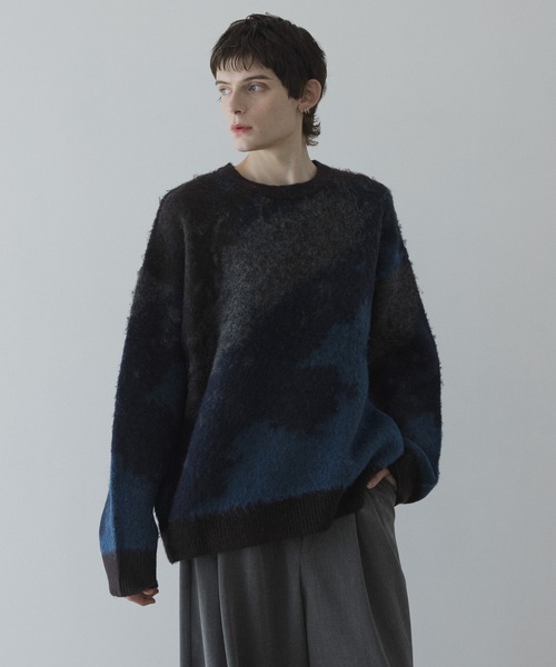 remer（リメール）の「loose shadow gradation & melange knit / ルーズシャドウグラデーションメランジニット（ニット/セーター・メンズ・ブラック系その他/レッド系その他/ブルー系その他/ブラウン系その他/ブルー/アイボリー/モカ・LARGE/MEDIUM/SMALL/X-SMALL）」の8枚目の写真