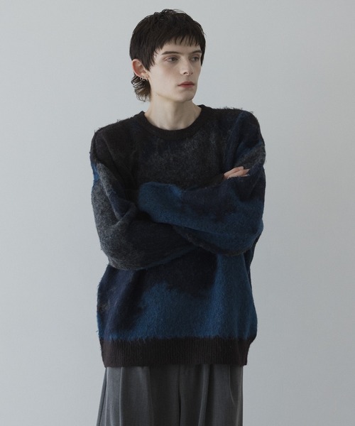 remer（リメール）の「loose shadow gradation & melange knit / ルーズシャドウグラデーションメランジニット（ニット/セーター・メンズ・ブラック系その他/レッド系その他/ブルー系その他/ブラウン系その他/ブルー/アイボリー/モカ・LARGE/MEDIUM/SMALL/X-SMALL）」の9枚目の写真