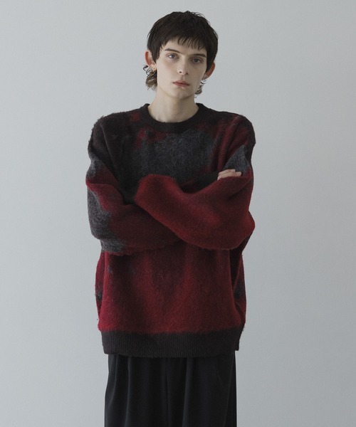 remer（リメール）の「loose shadow gradation & melange knit / ルーズシャドウグラデーションメランジニット（ニット/セーター・メンズ・ブラック系その他/レッド系その他/ブルー系その他/ブラウン系その他/ブルー/アイボリー/モカ・LARGE/MEDIUM/SMALL/X-SMALL）」の17枚目の写真