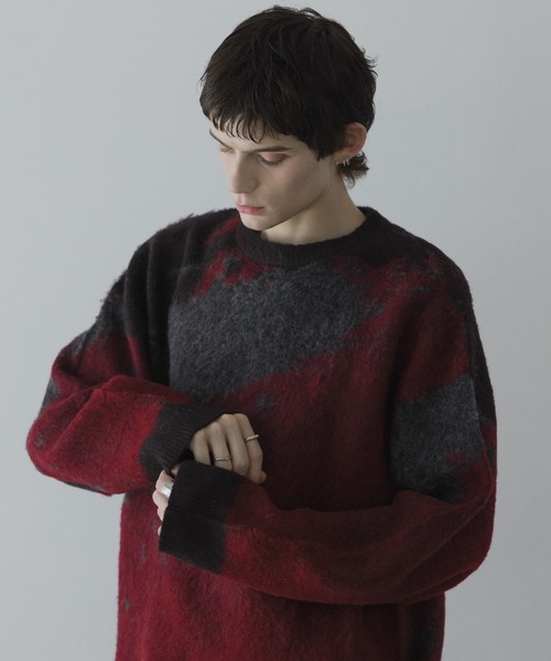 remer（リメール）の「loose shadow gradation & melange knit / ルーズシャドウグラデーションメランジニット（ニット/セーター・メンズ・ブラック系その他/レッド系その他/ブルー系その他/ブラウン系その他/ブルー/アイボリー/モカ・LARGE/MEDIUM/SMALL/X-SMALL）」の18枚目の写真