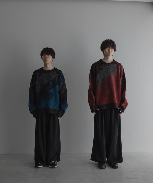 remer（リメール）の「loose shadow gradation & melange knit / ルーズシャドウグラデーションメランジニット（ニット/セーター・メンズ・ブラック系その他/レッド系その他/ブルー系その他/ブラウン系その他/ブルー/アイボリー/モカ・LARGE/MEDIUM/SMALL/X-SMALL）」の22枚目の写真