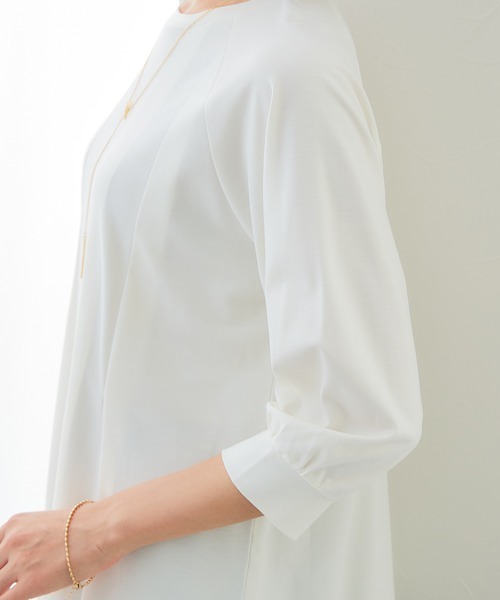 7days Life Styling（セブンデイズライフスタイリング）の「ブラウス見え　シルケットポンチタックフレアチュニック（シャツ/ブラウス・レディース・グレイッシュベージュ/ブラック/サックスブルー/オフホワイト・S/M/L/LL/3L）」の20枚目の写真