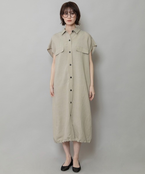 Munich（ミューニック）の「【通気性】【吸湿性】リネンレーヨンスリーブレスシャツワンピース（シャツワンピース・レディース・ブルー/ベージュ/ブラック/ホワイト・FREE）」の14枚目の写真