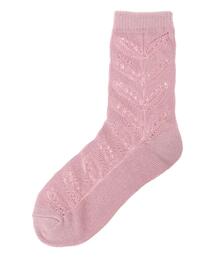 葉っぱ柄透かし編みソックス