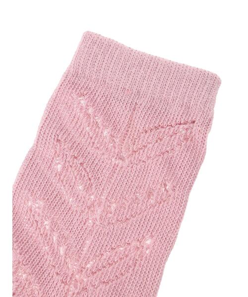 Samansa Mos2（サマンサ モスモス）の「葉っぱ柄透かし編みソックス（ソックス/靴下・レディース・ピンク/ベージュ/チャコールグレー・F）」の6枚目の写真