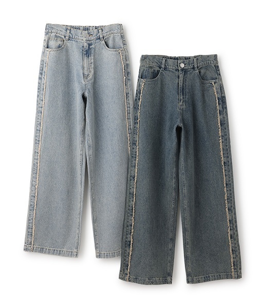 LOVETOXIC(ラブトキシック)の「フリンジデニムパンツ(デニムパンツ・キッズ・ブルー/ネイビー・S:140cm/L:160cm/M:150cm)」の6枚目の写真