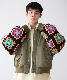 ジャケット・アウター DISCOVERED 23SS knit sleeve ma-1 DISCOVERED > KNIT SLEEVE MA-1 / BLK | kuonbyr