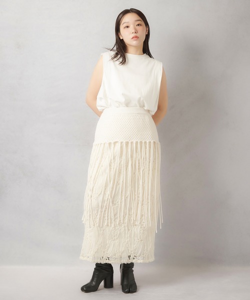 Lull(ルル)の「【Lull / ルル】タックノースリーブカットソー(Tシャツ/カットソー・レディース・チャコール/オフホワイト/ブラック・ONESIZE)」の7枚目の写真