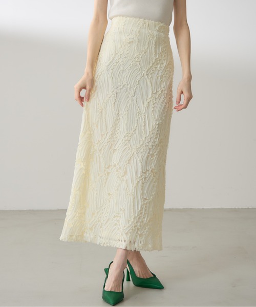 &. NOSTALGIA（アンドドットノスタルジア）の「【ZOZO限定】ラインレースストレートスカート（スカート・レディース・アイボリー/ブラック・M）」の2枚目の写真