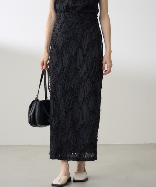 &. NOSTALGIA（アンドドットノスタルジア）の「【ZOZO限定】ラインレースストレートスカート（スカート・レディース・アイボリー/ブラック・M）」の3枚目の写真