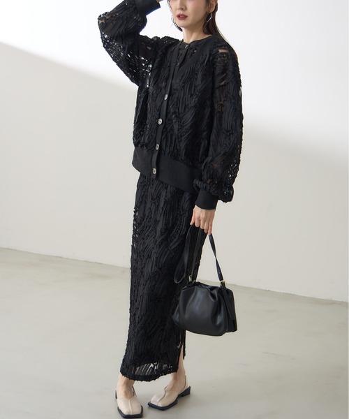 &. NOSTALGIA（アンドドットノスタルジア）の「【ZOZO限定】ラインレースストレートスカート（スカート・レディース・アイボリー/ブラック・M）」の6枚目の写真