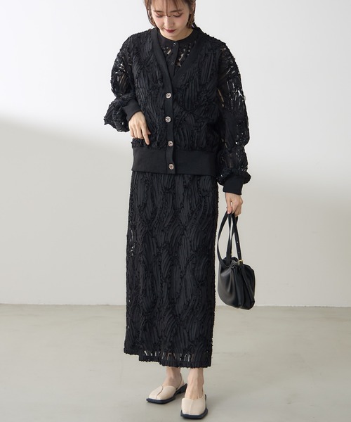 &. NOSTALGIA（アンドドットノスタルジア）の「【ZOZO限定】ラインレースストレートスカート（スカート・レディース・アイボリー/ブラック・M）」の7枚目の写真