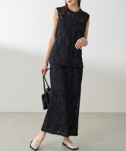 &. NOSTALGIA（アンドドットノスタルジア）の「【ZOZO限定】ラインレースストレートスカート（スカート・レディース・アイボリー/ブラック・M）」の5枚目の写真