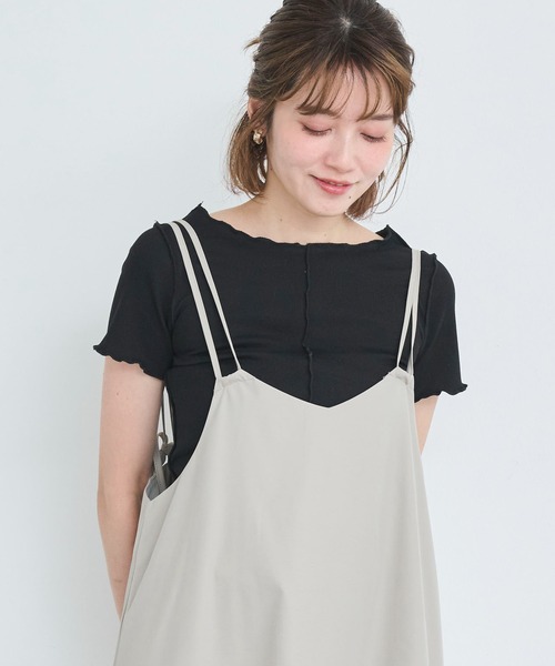 attiree(アティレー)の「【前後2WAY】メローリブTシャツ(Tシャツ/カットソー・レディース・グレー/ブラック/ホワイト/ベージュ・MEDIUM)」の3枚目の写真