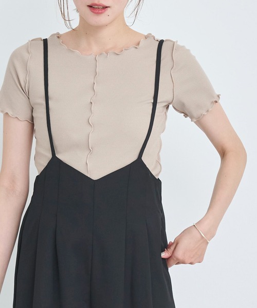 attiree(アティレー)の「【前後2WAY】メローリブTシャツ(Tシャツ/カットソー・レディース・グレー/ブラック/ホワイト/ベージュ・MEDIUM)」の9枚目の写真