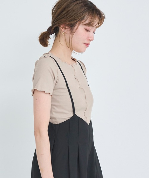 attiree(アティレー)の「【前後2WAY】メローリブTシャツ(Tシャツ/カットソー・レディース・グレー/ブラック/ホワイト/ベージュ・MEDIUM)」の13枚目の写真