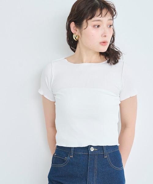 attiree(アティレー)の「【前後2WAY】メローリブTシャツ(Tシャツ/カットソー・レディース・グレー/ブラック/ホワイト/ベージュ・MEDIUM)」の5枚目の写真
