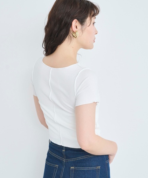 attiree(アティレー)の「【前後2WAY】メローリブTシャツ(Tシャツ/カットソー・レディース・グレー/ブラック/ホワイト/ベージュ・MEDIUM)」の8枚目の写真