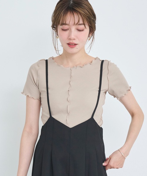 attiree(アティレー)の「【前後2WAY】メローリブTシャツ(Tシャツ/カットソー・レディース・グレー/ブラック/ホワイト/ベージュ・MEDIUM)」の12枚目の写真