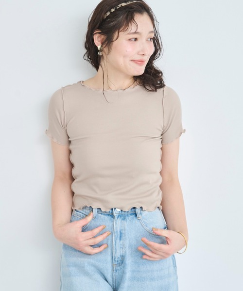 attiree(アティレー)の「【前後2WAY】メローリブTシャツ(Tシャツ/カットソー・レディース・グレー/ブラック/ホワイト/ベージュ・MEDIUM)」の14枚目の写真