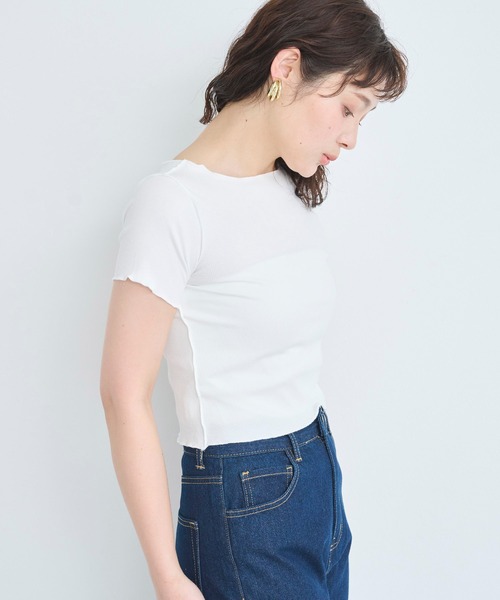 attiree(アティレー)の「【前後2WAY】メローリブTシャツ(Tシャツ/カットソー・レディース・グレー/ブラック/ホワイト/ベージュ・MEDIUM)」の7枚目の写真