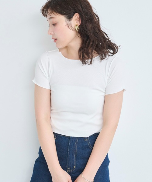 attiree(アティレー)の「【前後2WAY】メローリブTシャツ(Tシャツ/カットソー・レディース・グレー/ブラック/ホワイト/ベージュ・MEDIUM)」の6枚目の写真