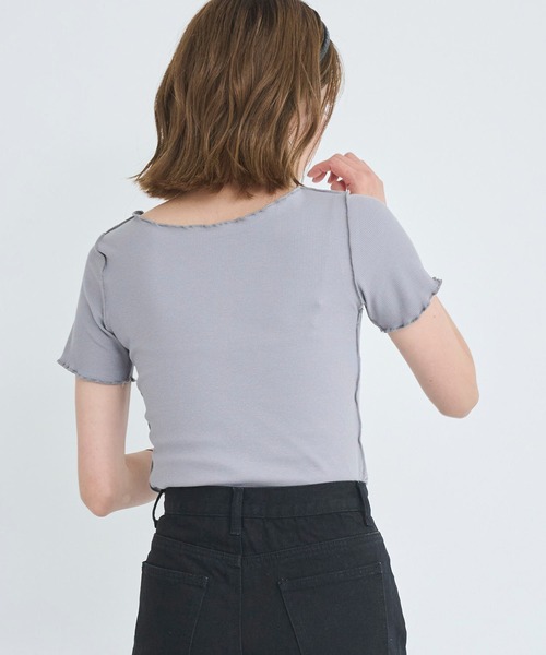 attiree(アティレー)の「【前後2WAY】メローリブTシャツ(Tシャツ/カットソー・レディース・グレー/ブラック/ホワイト/ベージュ・MEDIUM)」の19枚目の写真