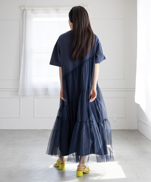 RAGEBLUE（レイジブルー）の「カレッジロゴ/アシメチュールドッキングワンピース（ワンピース・レディース・グレー/ネイビー系・FREE）」の15枚目の写真