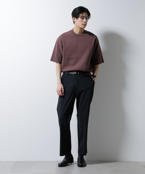 NANO universe（ナノユニバース）の「14ゲージミラノリブニット ジャケT型 半袖(手洗い可能)（ニット/セーター・メンズ・ライトブラウン/ネイビー/アイボリー・S/M/L）」の8枚目の写真