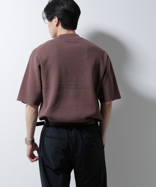 NANO universe（ナノユニバース）の「14ゲージミラノリブニット ジャケT型 半袖(手洗い可能)（ニット/セーター・メンズ・ライトブラウン/ネイビー/アイボリー・S/M/L）」の7枚目の写真