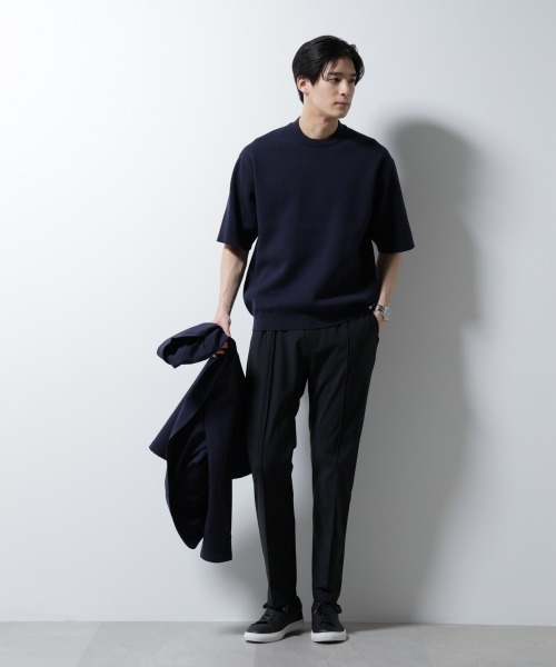 NANO universe（ナノユニバース）の「14ゲージミラノリブニット ジャケT型 半袖(手洗い可能)（ニット/セーター・メンズ・ライトブラウン/ネイビー/アイボリー・S/M/L）」の16枚目の写真