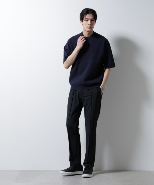 NANO universe（ナノユニバース）の「14ゲージミラノリブニット ジャケT型 半袖(手洗い可能)（ニット/セーター・メンズ・ライトブラウン/ネイビー/アイボリー・S/M/L）」の17枚目の写真