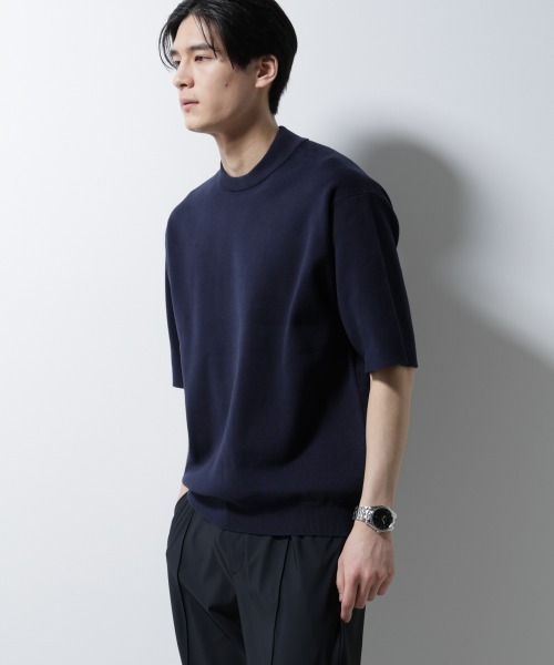 NANO universe（ナノユニバース）の「14ゲージミラノリブニット ジャケT型 半袖(手洗い可能)（ニット/セーター・メンズ・ライトブラウン/ネイビー/アイボリー・S/M/L）」の14枚目の写真