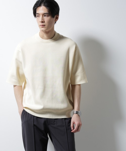 NANO universe（ナノユニバース）の「14ゲージミラノリブニット ジャケT型 半袖(手洗い可能)（ニット/セーター・メンズ・ライトブラウン/ネイビー/アイボリー・S/M/L）」の20枚目の写真