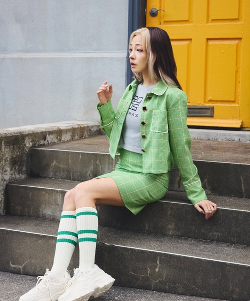 DURAS（デュラス）の「雑誌掲載｜グレンチェックレトロスカート（スカート・レディース・ブラック/グリーン/オレンジ・SMALL/MEDIUM）」の19枚目の写真