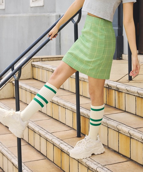 DURAS（デュラス）の「雑誌掲載｜グレンチェックレトロスカート（スカート・レディース・ブラック/グリーン/オレンジ・SMALL/MEDIUM）」の14枚目の写真