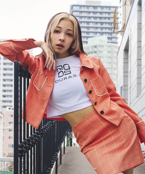 DURAS（デュラス）の「雑誌掲載｜グレンチェックレトロスカート（スカート・レディース・ブラック/グリーン/オレンジ・SMALL/MEDIUM）」の7枚目の写真