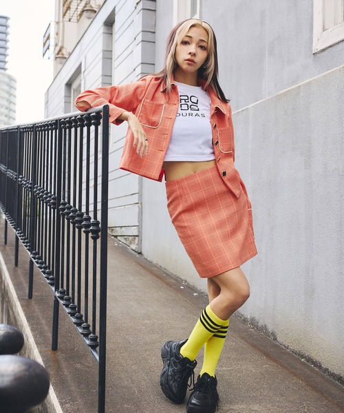 DURAS（デュラス）の「雑誌掲載｜グレンチェックレトロスカート（スカート・レディース・ブラック/グリーン/オレンジ・SMALL/MEDIUM）」の6枚目の写真