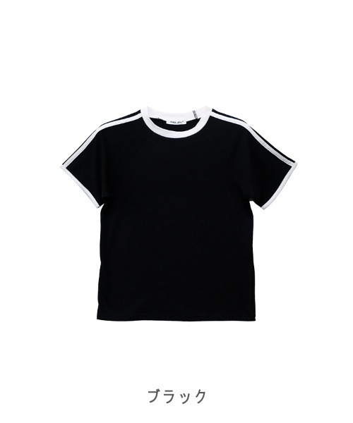 CLOTHY(クロシィ)の「【大人も着やすいスポーティトップス♪】配色ラインパイピングT(Tシャツ/カットソー・レディース・アイボリー/ブラック/チャコールグレー/オフホワイト・LARGE/MEDIUM)」の9枚目の写真
