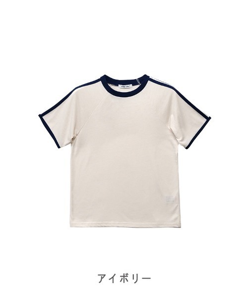 CLOTHY(クロシィ)の「【大人も着やすいスポーティトップス♪】配色ラインパイピングT(Tシャツ/カットソー・レディース・アイボリー/ブラック/チャコールグレー/オフホワイト・LARGE/MEDIUM)」の8枚目の写真